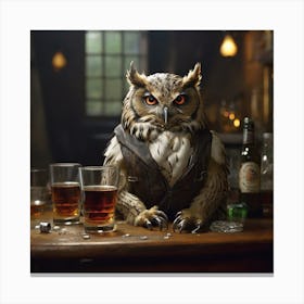 Owl At The Bar Canvas Print