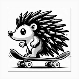 Hedgehog On Skateboard Canvas Print