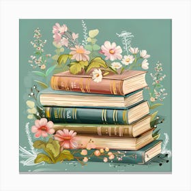 Wildflower Antique Books And Flowers 5 Canvas Print