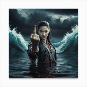 Woman In The Ocean Canvas Print