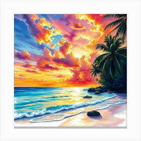 Sunset On The Beach 20 Canvas Print