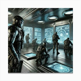 A Detailed Futuristic Scene Depicting The Intellig Canvas Print