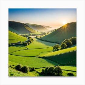 Sunrise Over Rolling Hills Canvas Print