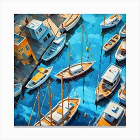 Birds Eye View Of Sailboats See Their Reflection In The Ocean Of A Clear Blue Sea Canvas Print