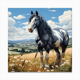 Piebald Horse In Countryside Canvas Print