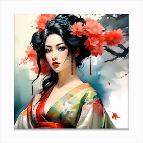 Japan Traditional Geisha Illustration By Ad 154 Canvas Print