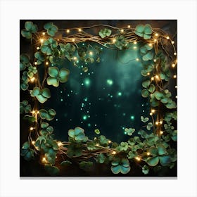 Frame With Shamrocks And Lights Canvas Print