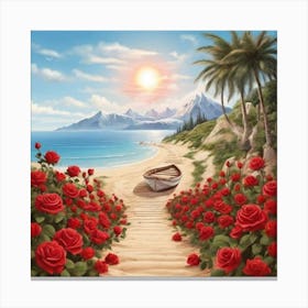 Roses On The Beach5 Canvas Print