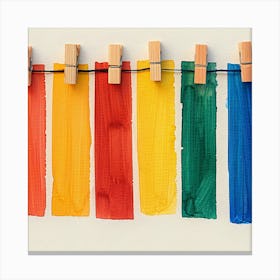 Rainbow Paint On Clothesline Canvas Print