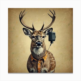 Deer With Phone Canvas Print