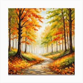 Forest In Autumn In Minimalist Style Square Composition 171 Canvas Print