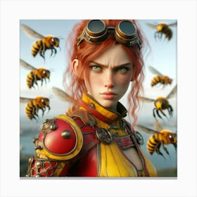Girl With Bees Canvas Print
