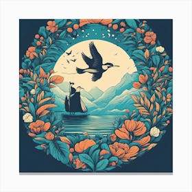 Bird In A Flower Canvas Print