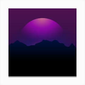 Purple Moon Over Mountains Canvas Print