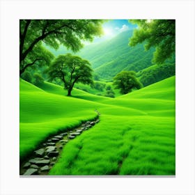 Green Landscape Photo Canvas Print