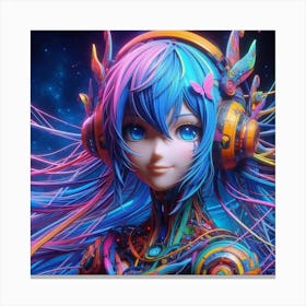 Anime Girl With Headphones 1 Canvas Print