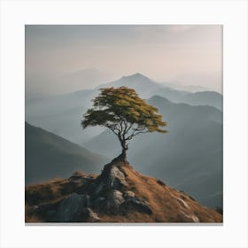 Lone Tree On Top Of Mountain 28 Canvas Print