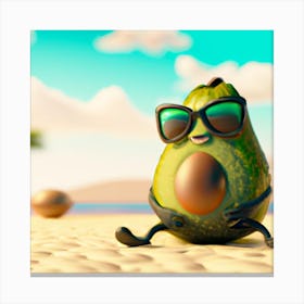 Avocado On The Beach Canvas Print