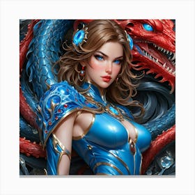 Girl With A Dragon de Canvas Print