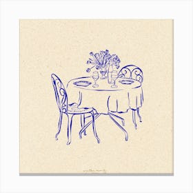 Table For Two Square Canvas Print