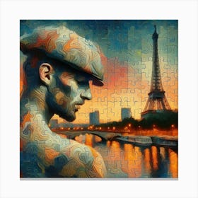 Abstract Puzzle Art French man in Paris 2 Canvas Print