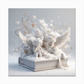 Angels On A Book Canvas Print