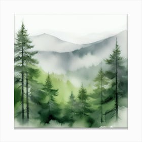 Appalachian Mountains Misty Pine Trees Art Painting, Vintage Landscape, Vintage Landscape Art Print, Country Field Wall Art, Botanical Art Poster, Appalachian Mountains Forest Prints Pine Trees.1 (49) Canvas Print