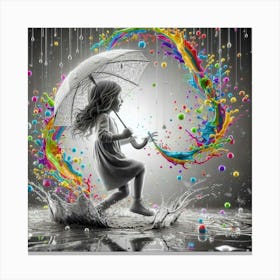 Girl In The Rain 6 Canvas Print