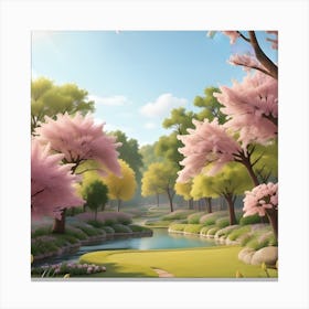 Cherry Blossoms In The Park Canvas Print