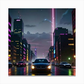 The Pulse of the City Urban Lights and Reflections Canvas Print