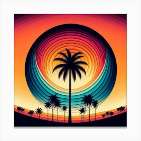 Sunset With Palm Trees 1 Canvas Print