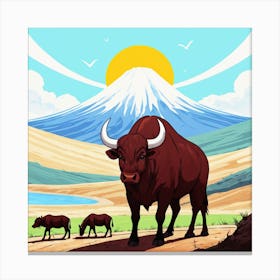 Cows On A Mountain Canvas Print