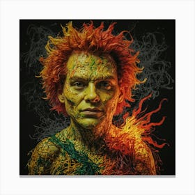 Man With A Face Full Of Fire Canvas Print