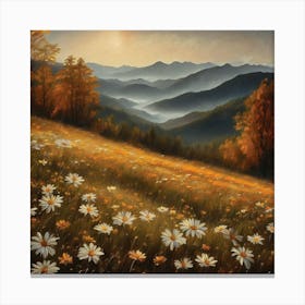 Daisies In The Mountains Appalachian Mountains Nature, Autumn Antique. Canvas Print