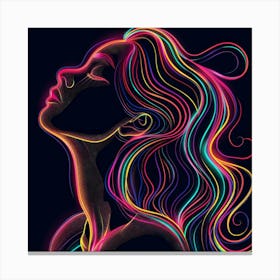 Neon Portrait Of A Woman Canvas Print