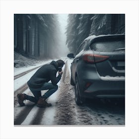 Long Way From Home (Lost, stranded, SUV, car, problem) Canvas Print