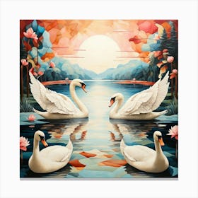 Lake and swans 1 Canvas Print