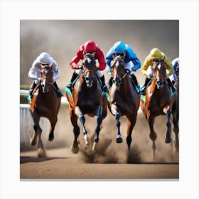 Jockeys Racing At The Racetrack 5 Canvas Print