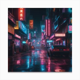 Cyberpunk street scenes with AI-enhanced neon lights Canvas Print