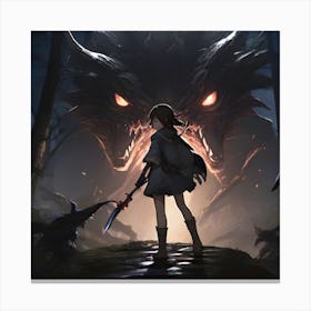 Girl In A Forest Canvas Print