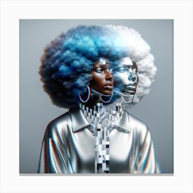 Blue Afro Canvas Print