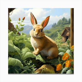 The Watchful Countryside Rabbit Canvas Print