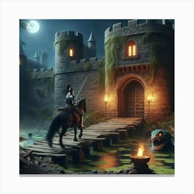 Fantasy Castle At Night Canvas Print