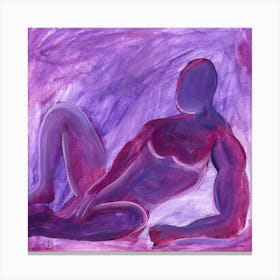 Male Nude Purple 2 - man homoerotic adult mature gay art mauve hand painted figure Canvas Print