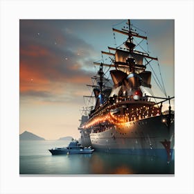 Pirate Ship In The Water Canvas Print