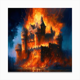 Medival Castle In Fire Canvas Print