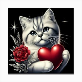 Cat With Heart 2 Canvas Print