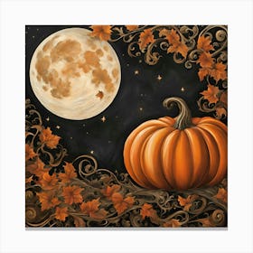 Moon And Pumpkin Canvas Print