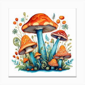 Mushrooms And Flowers 66 Canvas Print