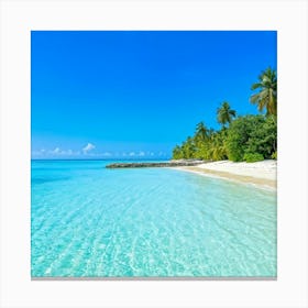 Relax Ocean Plant Idylli Holiday Coastline Beautiful Calm Shore Blue Paradise Sunlight N (23) Canvas Print